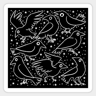 Cute black cartoon crows illustration Magnet